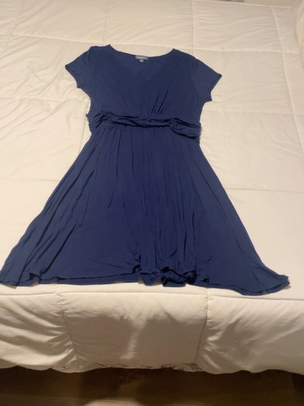 ModCloth Navy Blue Deep V Neck Fit & Flare Dress XL